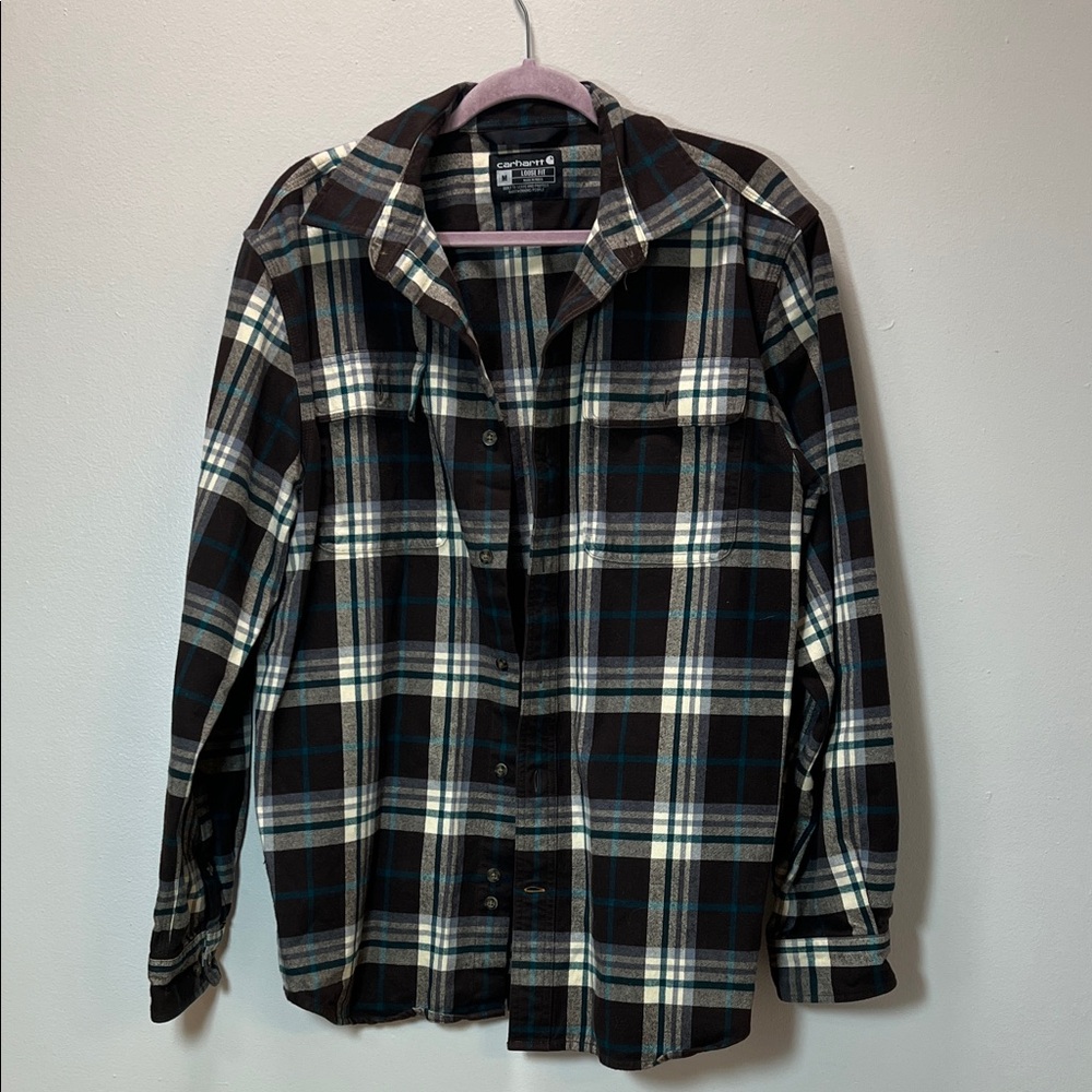 Carhartt Flannel - Brown, Blue, and White - Men's Plaid Shirt